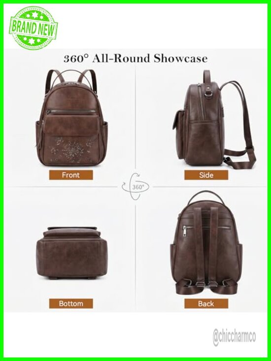Mini Backpack Purse Women Lightweight Vegan Leather Small Daypack Multi Pockets main image 6